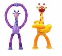 Pluspicks LED 2 pcs Telescopic Suction Cup,Pop Fidget Toys, Cute Animal Sensory Tubes Toys fo