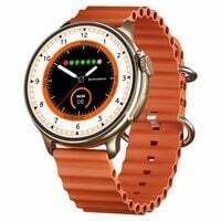 CrossBeats Aura Round 1.46" Super AMOLED Smart Watch, Always On, Advanced AI ENC Bluetooth Calling, in-Built Games, Fast Charge, Rotating Crown, 123+ Sports Modes, 454 × 454 Pixel (Gold,Orange)