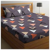 BSB HOME Premium Double Bedsheet with 2 Pillow Covers - 160 TC Supersoft Glace Cotton - Breathable & Wrinkle Free - 3 Pcs Set | Dark Grye and White