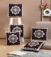 Brown Chenille Floral Cushions & Pillows Cover (Set of 5),By ERIC LONDON