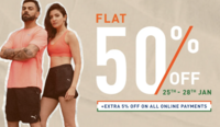 Puma Republic Day Sale  - Flat 50% Off + Extra 5% Off on Prepaid Orders