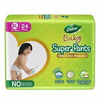 Dabur Baby Super Pants - XL (24 Pieces) | 12-18 kg | Insta-Absorb Technology | Leakproof skin protection | Diapers infused with Aloe vera, Shea Butter & Vitamin E | NO Added Parabens & Fragrances
