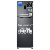 Lowest - SAMSUNG 291 Litres 2 Star Frost Free Double Door Convertible Refrigerator with Curd Maestro (RT34C4622BX/HL, Luxe black)
