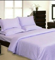 Purple Striped 280 TC Cotton Blend Queen Sized Bed Sheets with 2 Pillow Covers, By Hosta Homes