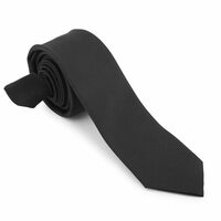Bureaucrat Men's Black Neck Tie Matte Finish Microfiber Formal Gift Plain Solid Slim Free-Size Boys Necktie Casual Interview Party Matt