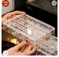 Renesmee Acrylic 2-Layer Jewelry Storage Box With Lid Rings Earrings Necklace Holder Case Classified Jewelry Organizer For Women Girls, Multicolor 