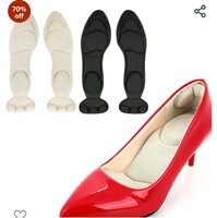 2 Pairs Sponge Insoles for Heels Shoe Pads,Shoe Insoles Heel Cushions Sponge Shoes Pads with High Heel Inserts for Loose Shoes Heel Protector Heel Grip for Arch Pain Foot Pain(Beige and Black) 