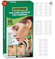 VRPRIME 50 Patches Earlobe Support patches | Earring Sticker tape for Heavy Earrings | Transparent Ear Lobe Tapes Ear Lifts Patches for Earrings | Invisible Ear hole Closer Tape Repairing (PACK OF 1) 