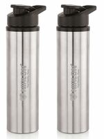 NIRLON Eco Sipper Stainless Stell Fridge Refrigerator Bottle With Flip Cap 100% Leak Proof Portable Water Bottle For/Office/Gym/Travel/School/Silver 900ML, Set Of 2