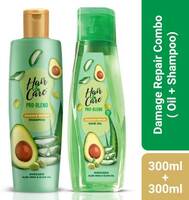 HAIR & CARE Pro Blend Damage Repair Combo | 300ml Shampoo + 300ml Oil |Avocado & Olive Oil  (2 Items in the set)