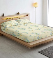 Cream Floral 160 TC Microfibre Queen Sized Bedsheet with 2 Pillow Covers, By Alliance