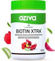 OZiva Plant Based Biotin Xtra with Keratin Builder for Hair Repair & Regeneration  (60 Capsules)