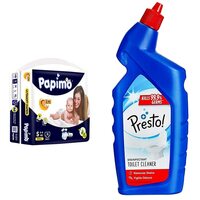 Papimo Baby Pants Diapers with Aloe Vera, Small, 78 Count & Amazon Brand - Presto! Toilet Cleaner - 1 L