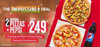Pizzahut -  2 Personal Pizza At 249 + Free Pepsi (Selected Locations]