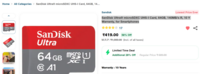 SanDisk Ultra® microSDXC UHS-I Card, 64GB, 140MB/s R, 10 Y Warranty, for Smartphones for Rs 419