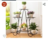  TrustBasket Marvel Planter Stand | Metal Pot Stand for multiple plants | Indoor/Outdoor | For Balcony, Living Room Decor - Black | For 6 Planters 