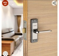  SARDAR Russo 5" Black Silver Iron Bathroom Door Handle Set with Keyless Baby Latch-Tower Bolt/Push to Close Latch 