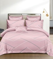 Pink Geometric 160 tc Microfibre Queen size Bedsheet with 2 Pillow Covers