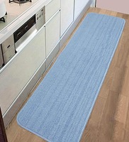 Blue Polyester 47 x 18 Inches Machine Made Floor Runner,