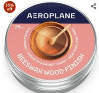  AEROPLANE - Beeswax Wood Finish - Easy to apply top coat for wood, sealer and wax-smooth finish, Matte Finish can be buffed to satin (25 gm), Yellow 