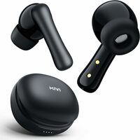 Mivi DuoPods i2 TWS with 13mm Bass Drivers, 45+ Hrs Playtime, Low Latency, BT v5.3, Type C Charging, HD Call Clarity with AI-ENC, Made in India Earbuds - Black