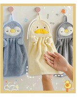  wolpin Microfiber Hand Towel (37 x 25 cm) Face Towel Ultra Soft Super Absorbent Towel for Men & Women, Kids, Bathroom Kitchen Napkin Hanging Washbasin (Blue Penguin) 