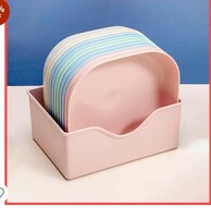  wolpin Square Plastic Dinner Plate Set (Set of 10 Pcs) Colorful Snacks Plate/Breakfast Plate with Stand 