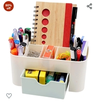 TNT THE NEXT TREND Multipurpose Office Desktop Table Organizer Storage Box Remote Markers Pen Pencil Holder Cosmetic Makeup Stand (20.5L x 10W x 9.5H cm)