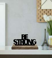 Be Strong Black Mango Wood & Iron Showpiece, By Elysian Dekor