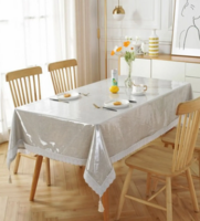 Transparent Solid Heat-Resistant, Waterproof (90x60) Silver Lace Border Tablecloth
