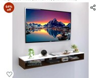 NS STORE Work Wall Mount Tv Entertainment Unit/with Set Top Box Stand and Wall Shelf,Living Room 43 INCH TV Engineered Wood (32 INCH TV) (Walnut-White) 