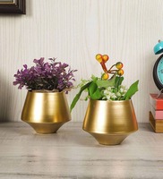 Gold Iron Wine Glass Shape Desk Pot Desk Pot, Set Of 2 By Amaya Decors