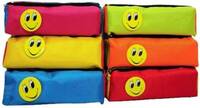 shubhcraft Birthday Return Gift Atractive Pouches with smiley Badge For kids,Multicolor (Pack of 6) Smiley Batch attached Art Polyester Pencil Boxes (Set of 6, Multicolor)