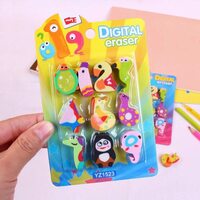 Crackles Cartoon Style Digital Number Erasers for Kids School Supplies Rubber Stationary Kit for Boys and Girls Cute 0-9 Number Animal Eraser for Children Learn and Play Kit (Pack of 2, Multicolor)