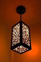 Aditya HANDICRAFTS Ceiling Light Wooden Pendant Hanging Lamp-703 Shade with 15w Bulb for Home Décor | Living Room (24x12cm, Brown)