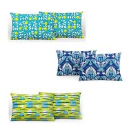 Divine Casa 104 TC Cotton Mix/Random Design Standard Size Printed Pillow Covers/Cases Set of 3 (Total 6 Pcs) Multicolor 