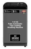 Acer 7.0 Kg Quad Wash Series Fully-Automatic Top Load Washing Machine (AiSense, HelixFlow Pulsator, Pro-Foam Tub, 5 Star Energy Rating, CareTec Wash, AR70FATLP1EC, 2023 Model, Grey)