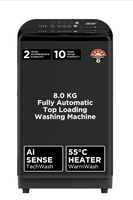 Acer 8.0 Kg Halo Wash Series Fully-Automatic Top Load Washing Machine (In-built Heater, AiSense, AutoBalance, HelixFlow Jet Tech, FrothPlus Tub Tech, AR80FATLP1GT, 2023 Model, Grey)
