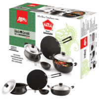 Anjali Black Emerald Carbon Jade Gift Set 4 Pcs Cookware Set (Even Heat Distribution, Black)
