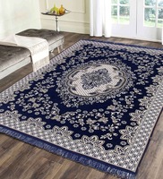 Blue Chenille Vintage 4 x 6 Feet Machine Made Carpet,