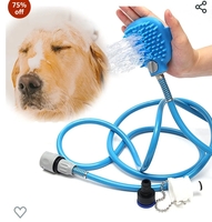 SILENCIO Dog Shower Attachment, Shower Sprayer and Scrubber, Pet Bath Brush with Indoor & Outdoor Adaptors, Pet Bathing Tool, Massager Shower Sprayer, Shower Accessories for Dog Cat Horse Grooming 