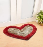 Red Solid Polyester 23 x 18 Inches Anti Skid Door Mat, By Fabinaliv