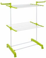 Solimo Premium Steel Double Supported 2 Layer Cloth Drying Stand (White & Green)