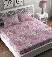 Pink Floral 210 TC Microfiber Double Queen
Bedsheet With 2 Pillow Covers