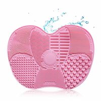 Gleva Silicon Makeup Brush Cleaner Mat, Cosmetic Cleaning Pads, Portable Washing Tool for Makeup Brushes with Suction Cup, Useful Makeup Tools Gift For Women's & Girls (Small, Pink)