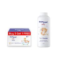 Bumtum Paraben Free Baby Soap (4N x 50 Gram) & Baby Talc Powder (200 Gram) Combo