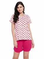 Clovia Women's Cotton Print Me Pretty Top & Boxer Shorts Set