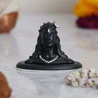 Webelkart Premium Polyresin Adiyogi Shiva Statue for Home and Car Dashboard - Adiyogi Showpiece for Home/Pooja/Office Decor (Self Adhesive, Black, 2.5 in)