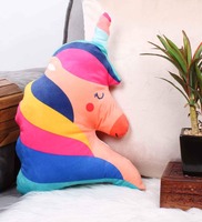 Pink Velvet Unicorn 16x12 inches Shaped Cushion, By Stitchnest