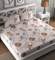 Grey Floral 210 TC Microfiber Double
Queen Bedsheet With 2 Pillow Covers